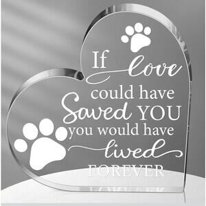 Pet Memorial Heart Plaque – Acrylic Keepsake with Paw Print & Loving Quote